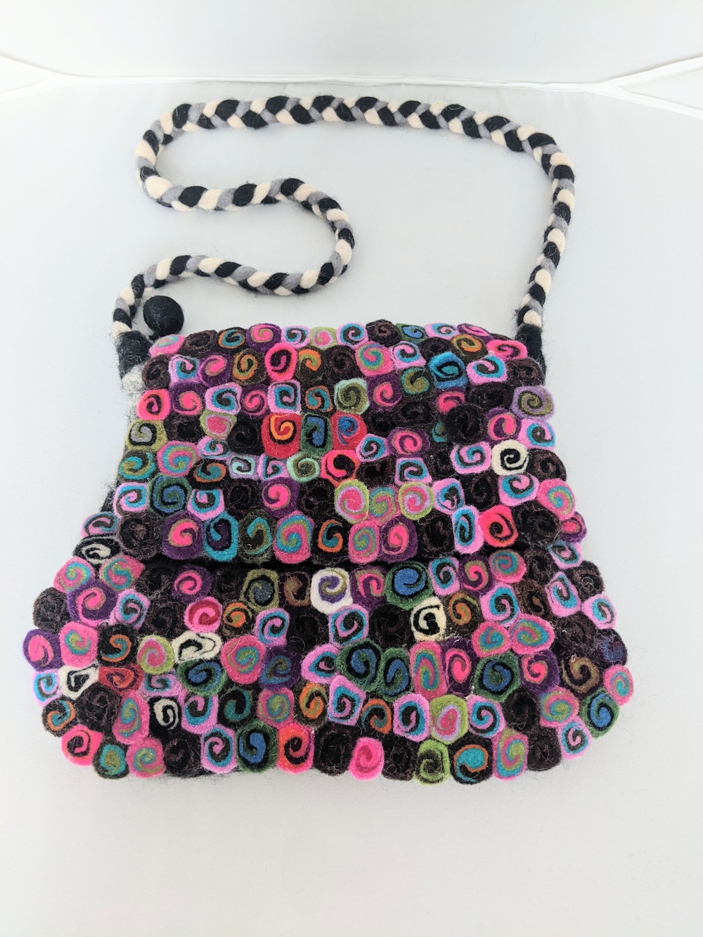 Multicolor Swirled Felt Crossbody Bag